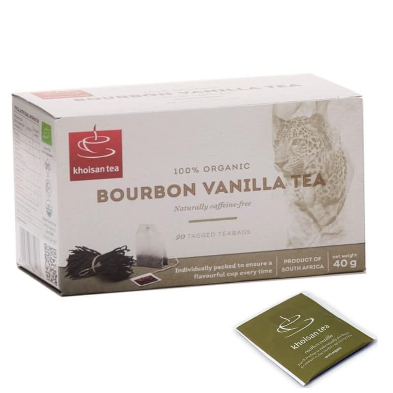 Khoisan Tea 100/% Organic Rooibos Bourbon Vanilla Loose Tea 200g